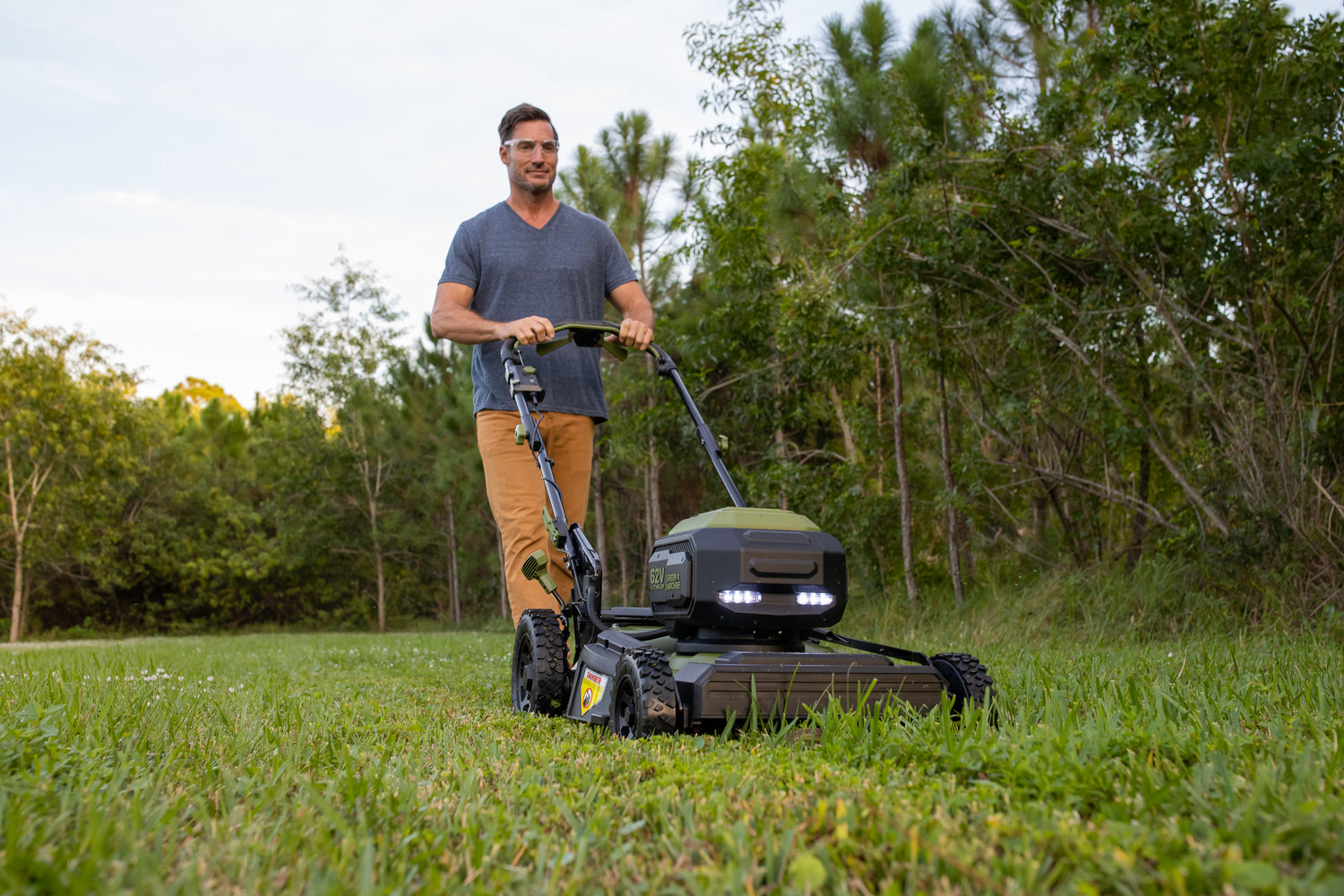 62V Cordless 23&quot; RWD Self-Propelled 3-in-1 Extended Range Walk Behind Mower with 8.0 Ah Battery Rapid Charger