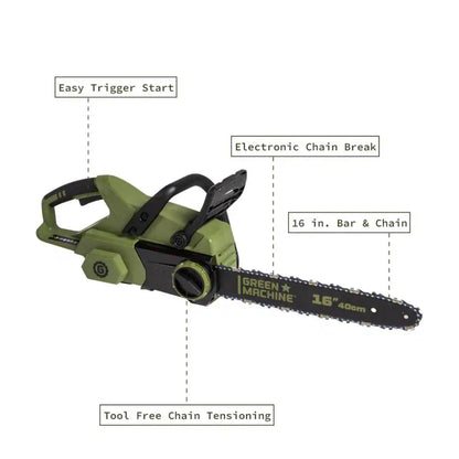 62V Cordless 16&quot; Chainsaw with 4 Ah Battery and Charger