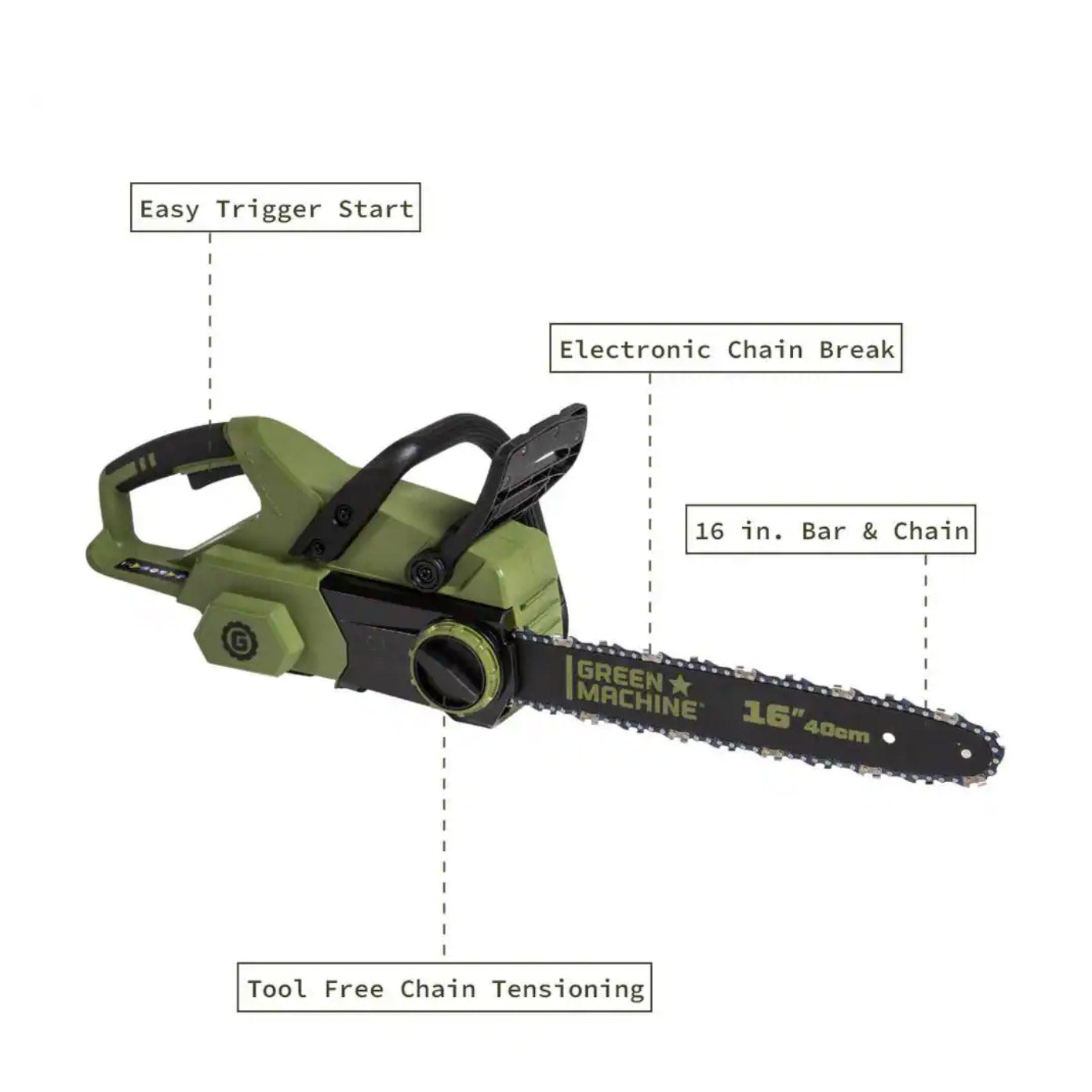 62V Cordless 16&quot; Chainsaw with 4 Ah Battery and Charger