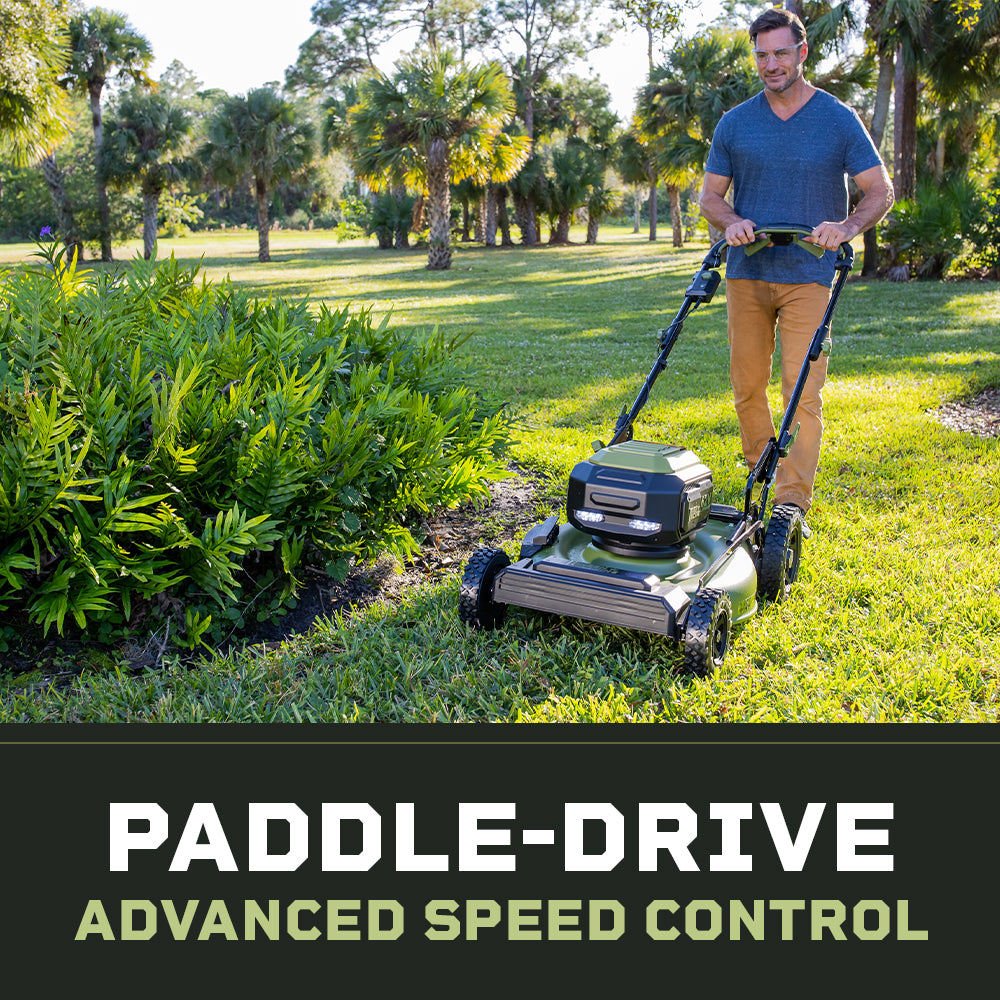 62V Cordless 23&quot; RWD Self-Propelled 3-in-1 Extended Range Walk Behind Mower with 8.0 Ah Battery Rapid Charger