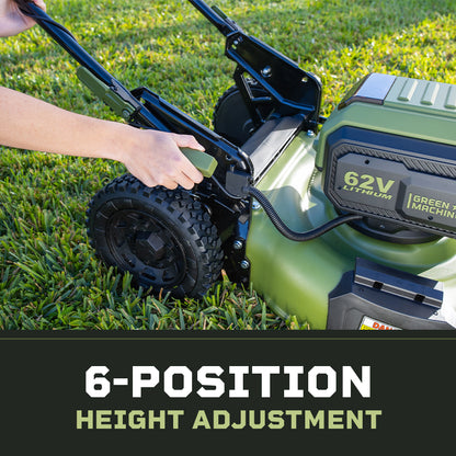 62V Cordless 23&quot; RWD Self-Propelled 3-in-1 Extended Range Walk Behind Mower with 8.0 Ah Battery Rapid Charger
